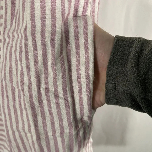 Madewell Mini Dress Women's Small Pink White Striped Linen Blend Pockets - Picture 5 of 9